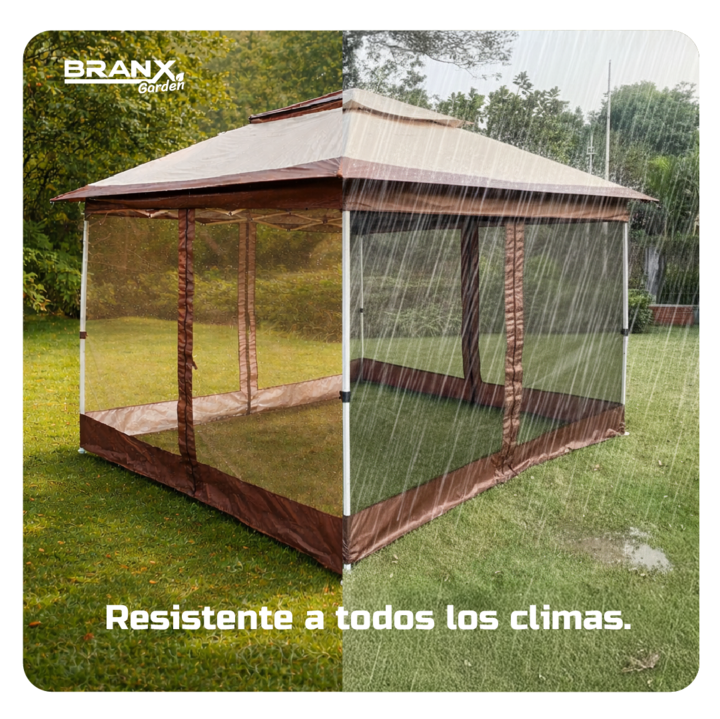Gazebo Mosquitero Branx Gard Sombrilla Exterior Ventilación Biege Con Mosquitero - Vista 4