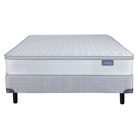 Colchon y Sommier Inducol April 2 Plazas y Media 140x190 Resortes Bonnell y Pillow Top Blanco