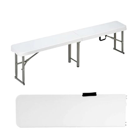 Banco Picnic Plegable Con Estructura De Acero 1.20 Mts Garden Life T420000 Blanco