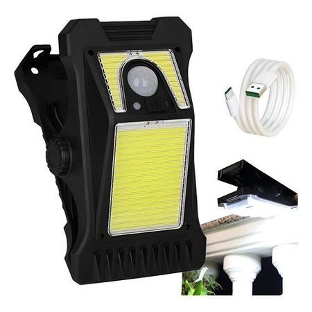 Aplique Reflector Led Panel Solar Y Usb Con Broche Luz Blanco