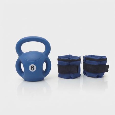 Pesa Rusa con Manijas Laterales 6 Kg + Par de Tobilleras 1 Kg