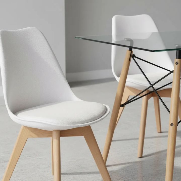 Juego De Comedor Mesa De Vidrio 120x80+6 Sillas Tulip Blanco - Vista 2