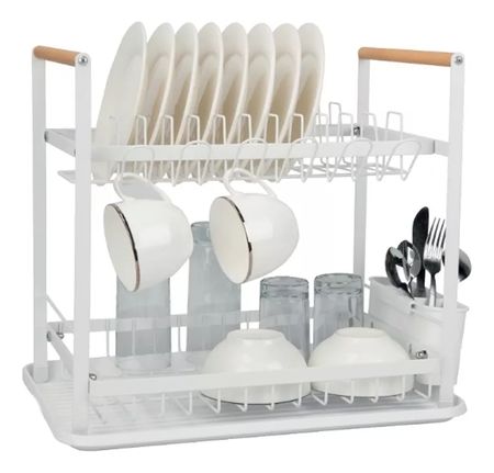 Secaplatos Escurridor Hudson 2 Pisos Acero Madera