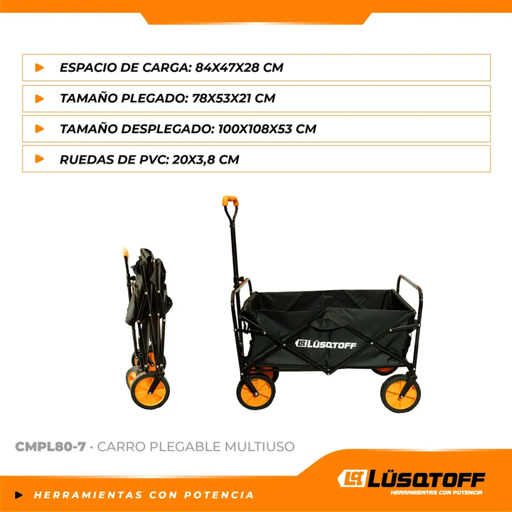 Carro Multiuso Plegable 80kg Lusqtoff Cmpl80-7 Impermeable - Vista 3