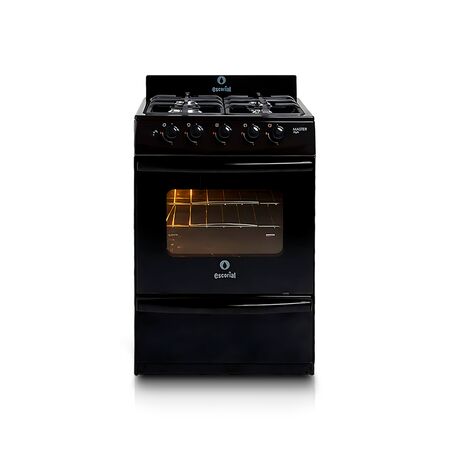 Cocina 56cm multigas Negra Escorial Master Style Luz/enc