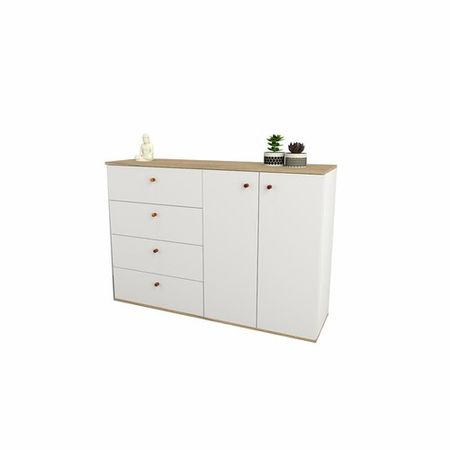 Vajillero DS Home 4 Cajones 2 Puertas Olmo Finlandés Blanco 129x90x38 cm