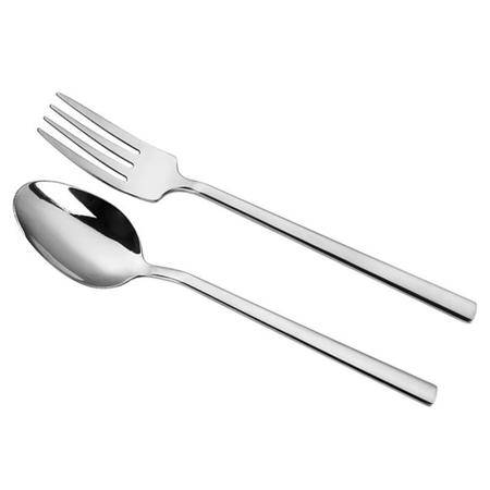 Set X2 Cuchara Y Tenedor De Ensalada 24 Cm Larhaus Viena Plateado