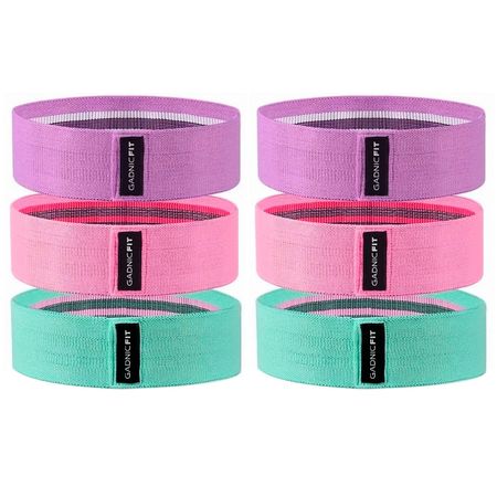 Kit x6 de Bandas Elásticas Gadnic Fit Polyester de Resistencia Circulares Isométricas + Bolso