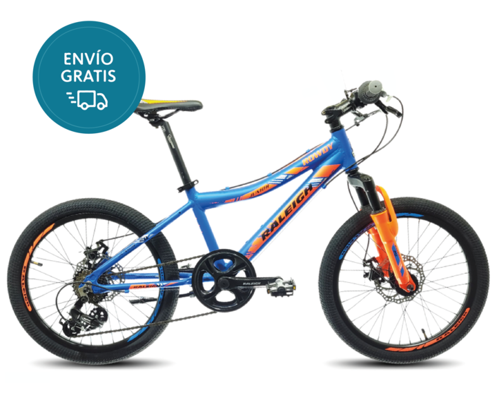 Bicicleta Raleigh Rowdy / Azul / Frenos a disco mecánicos / Cuadro de aluminio / 7Vel. / Rodado 20". - Vista 1