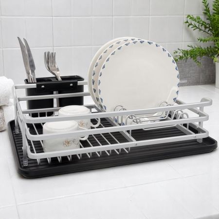 Escurre Seca Platos Aluminio Bandeja Cubiertero Hogar Actual