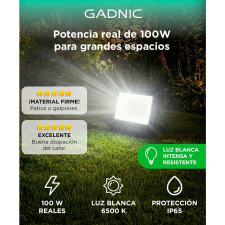 Reflector Led Blanco Gadnic 100W Exteriores Alta Potencia 6500k