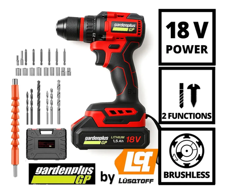 Taladro Brushless Atornillador Gardenplus Lh-199bk Lusqtoff Rojo 50
