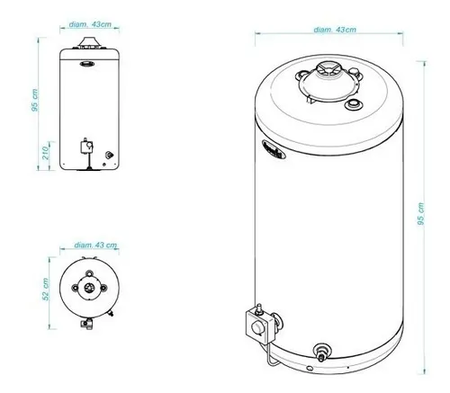 Termotanque Multigas Escorial Estándar 80l Blanco 80l