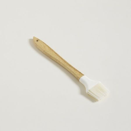 PINCEL DE SILICONA CREAM MANGO DE MADERA PLANO 