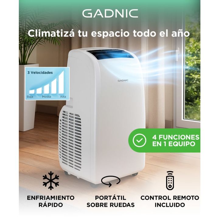 Aire Acondicionado Portátil Gadnic 2600 W 2300 Frigorias Frio con Control Remoto - Vista 2