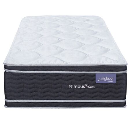 Colchon Inducol Nimbus Visco 1 Plaza y Media 100x190x26 Espuma Alta Densidad Doble Pillow Viscoelastico