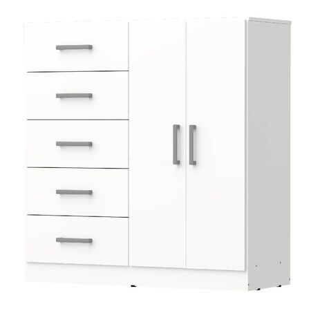 CHIFONIER NORDICA ORLANDI BL 3402 BAHIA - BLANCO, 5 CAJONES, 2 PUERTA