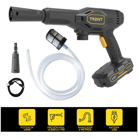 Hidrolavadora Inalambrica Trent 100w 145 Psi Portátil Usb C Con Accesorios