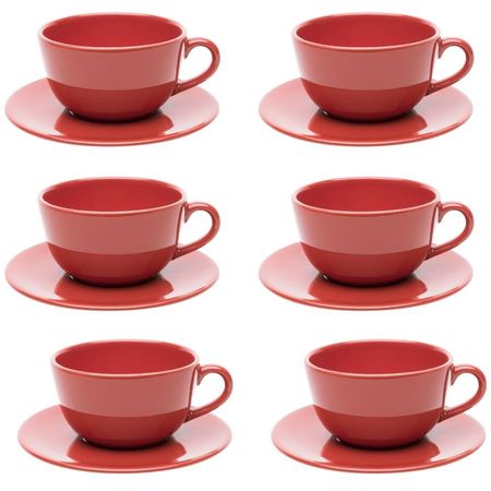 SET X 6 TAZAS DE TE 200CC CON PLATO UNNI RED OXFORD