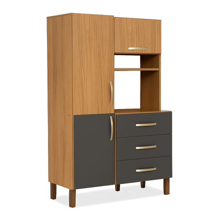 Despensero Organizador de Cocina Kit de 3 puertas y 3 cajones Grafito Teca Maximo Acapulco