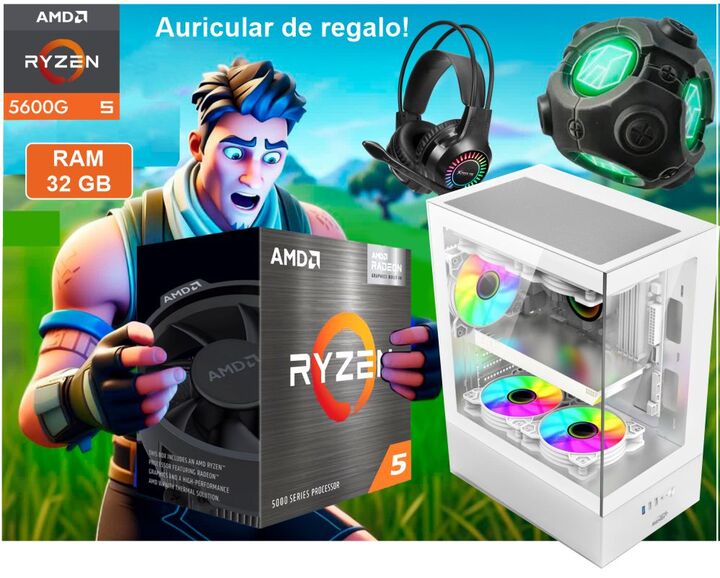 PC GAMER MYP RYZEN 5 5600G 32GB RAM SSD480GB + AURICULAR RGB DE REGALO - Vista 1