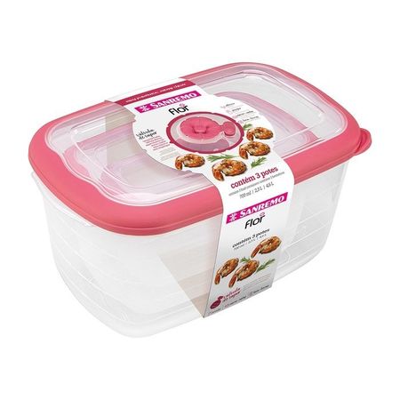 Set x 3 hermeticos rectangulares (718+721+723) Rosas