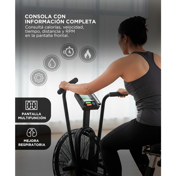 Bicicleta Fija de Aire Gadnic Air Bike 8 Programas Hasta 160kg Aluminio Acero Resistente Asiento Ajustable - Vista 5