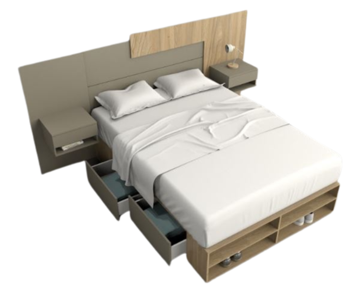 Base Cama Box Linea Minimal 1.40m 4 Cajones Con Estantes 6442 Olmo/Gris C Tables - Vista 3