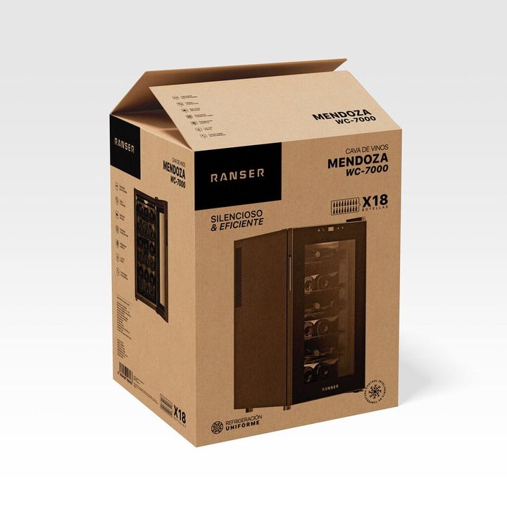 Cava de Vino Termoeléctrica 18 Botellas RANSER WC-7000 MENDOZA 11 °C a 18 °C Negro - Vista 7