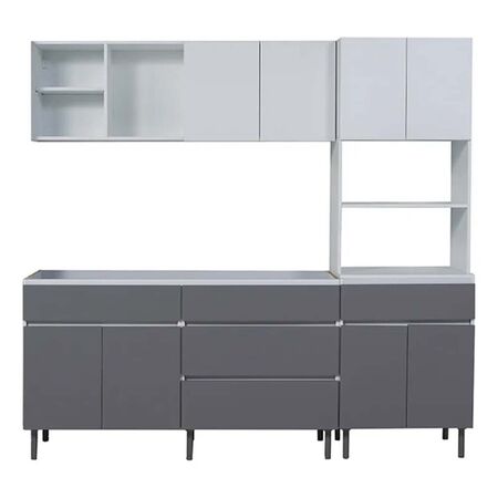 COMBO DE COCINA GRIS POLAR DE 2 METROS BAJO MESADA+ ALACENA + MULITUSO
