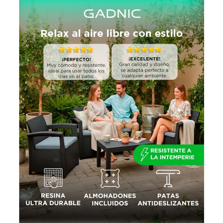 Juego De Living Jardin Exterior Gadnic Komfort 2 Cuerpos - Vista 2