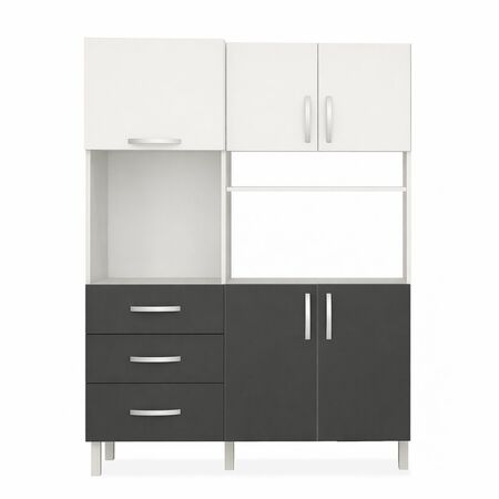 Despensero Organizador de Cocina Kit de 5 puertas y 3 cajones Grafito Blanco Maximo Acapulco