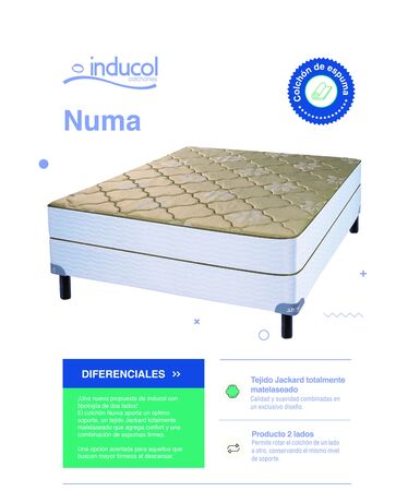 Colchon Inducol Numa 2 Plazas 130x190x19 de Espuma y Jackard Matelasseado
