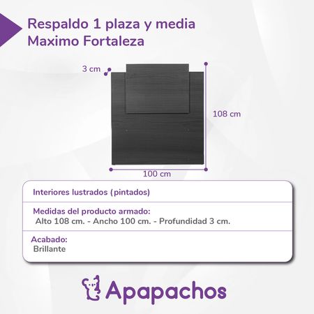 Respaldo Reforzado Maximo Fortaleza para una plaza y media 100cm Celeste y Blanco