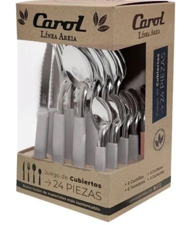 Juego De Cubiertos 24 Piezas Carol Areia Gris ( 31124-ARG)