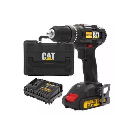 Taladro Atornillador Percutor Cat 18v Con Cargador + Bateria Negro