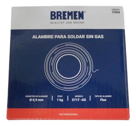 Alambre Mig Flux Bremen AWS E71T-GS 0.9mm por 1 Kilogramo