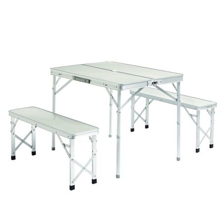 Mesa plegable de aluminio  2 bancos Broksol