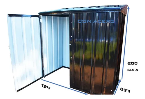 Armario Deposito Galpon de jardin Casi 2x1x2 Techo 1 agua Negro DON ACERO - Vista 2