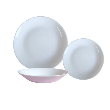 Vajilla 18 Pzas Playo Hondo Postre P/6 Vidrio Templado Blanc