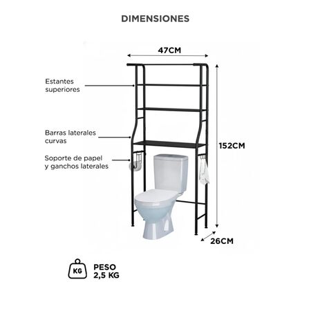 Mueble Organizador Gadnic Sobre Inodoro Baño Tres Estantes