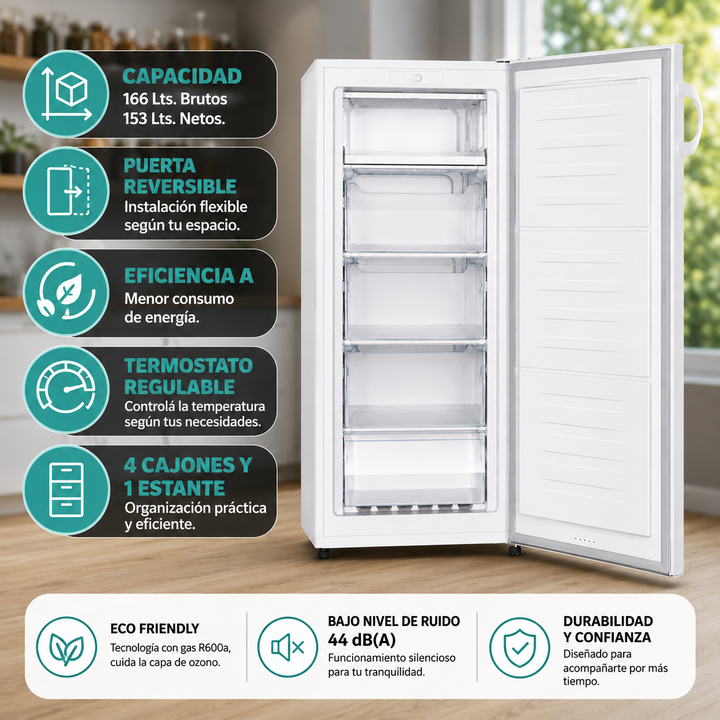 Freezer Vertical 166 Lts Siam Fsi-cv180b Puerta Reversible - Vista 2