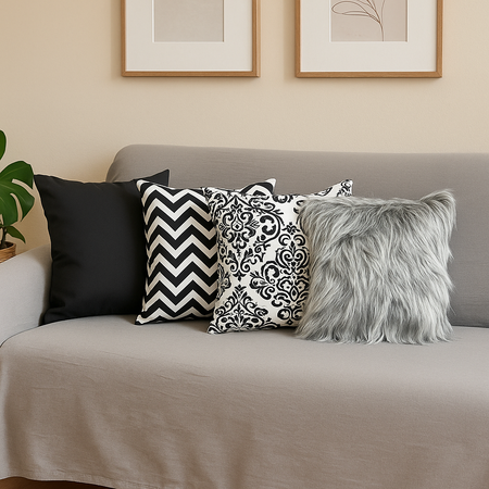 Almohadon nordico pelo largo 40x40 Gris jaspeado