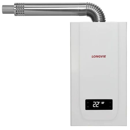 Calefon Longvie 15L Gas Natural Tiro Balanceado Forzado Blanco Display CBF15-N