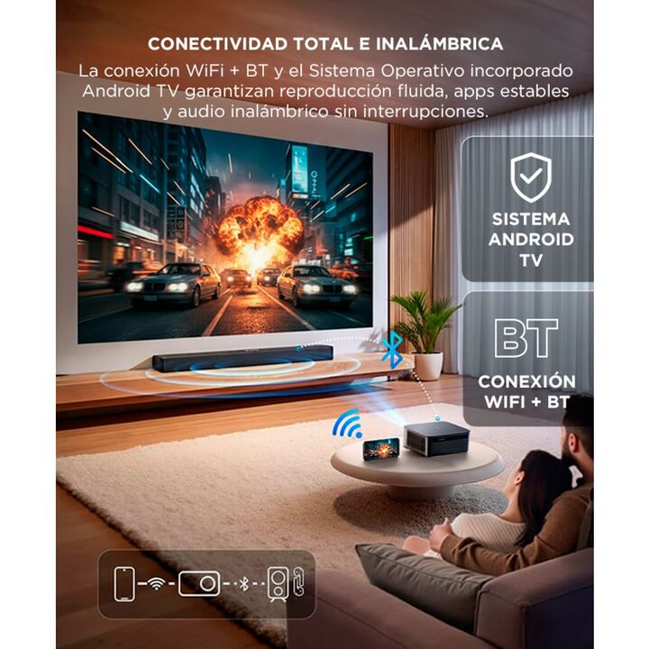 Proyector Gadnic C45 FHD 12000 Lúmenes Android TV AutoFocus AutoKeystone Bolso Transportador Cable HDMI - Vista 5