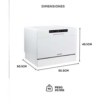 Lavavajillas De Mesada Gadnic Pro 6 Espacios 6 Programas De Lavado Secado Con Aire Caliente