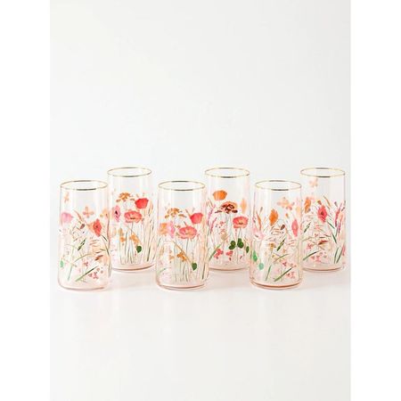 Set 6 vasos Miuri Floral Rosado 520 ml