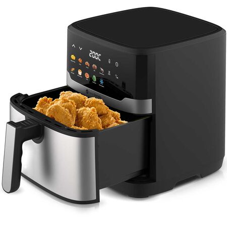 Freidora De Aire Serie Dorada 7.5 Ltr - 1700w Display Digital - Cuerpo Frontal De Acero Inoxidable