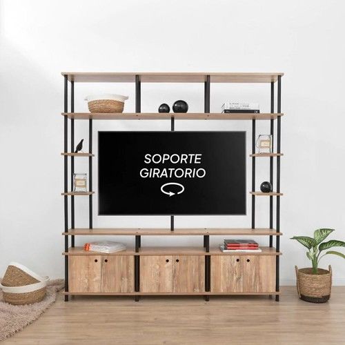 Rack de TV Industrial DS Home 192 x 30 x 210 cm Total Negro - Vista 3