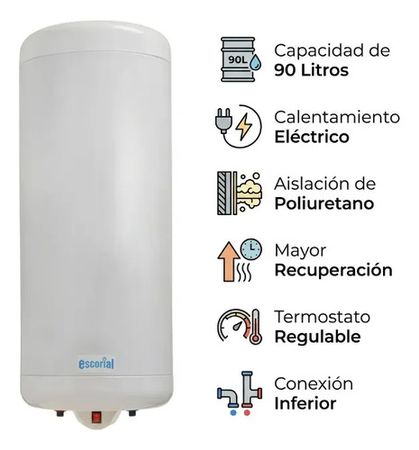 TERMOTANQUE ELECTRICO ESCORIAL 90 LTS COLGAR CONEX. INFERIOR